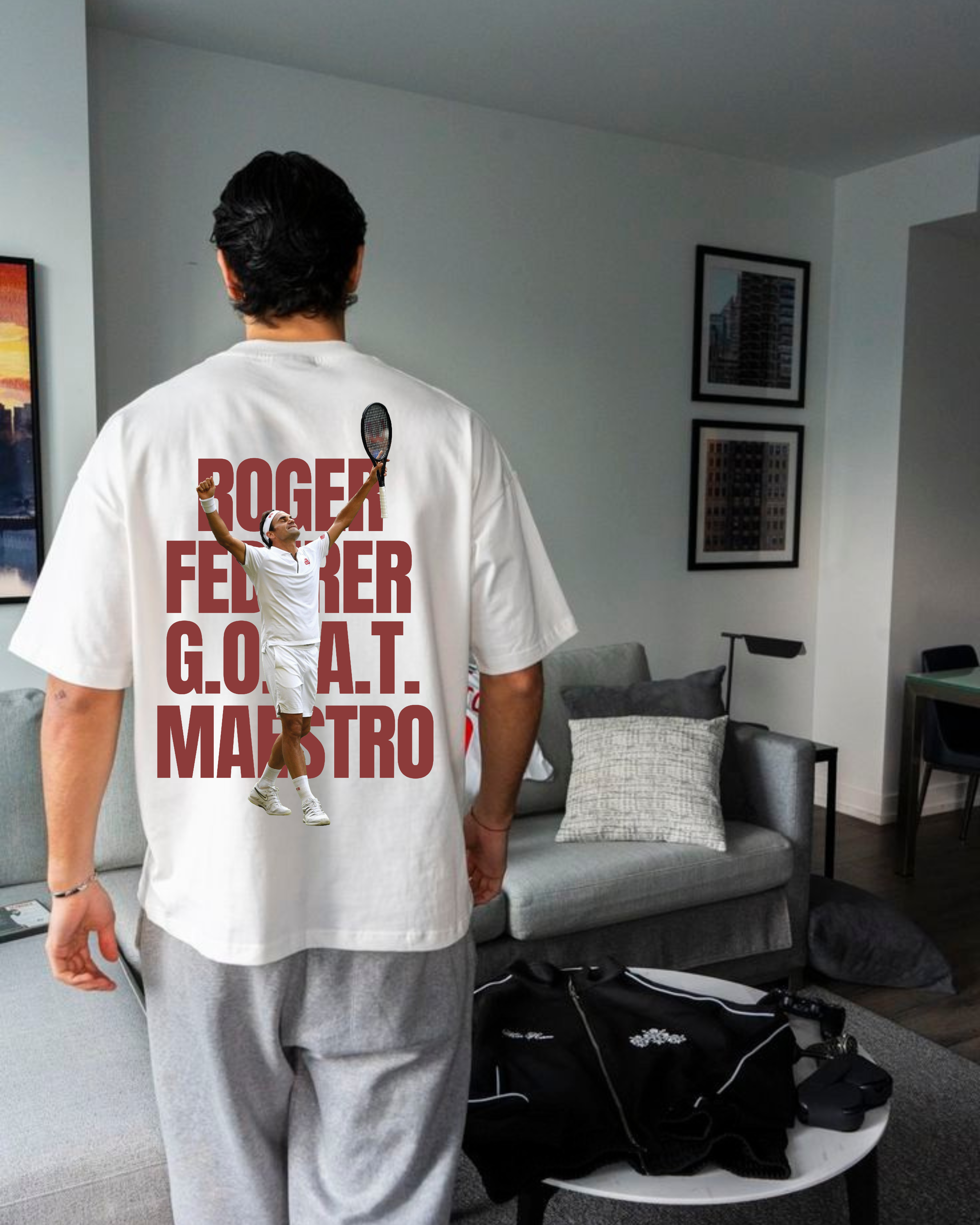 Roger Federer GOAT/MAESTRO Merch Oversized Shirt